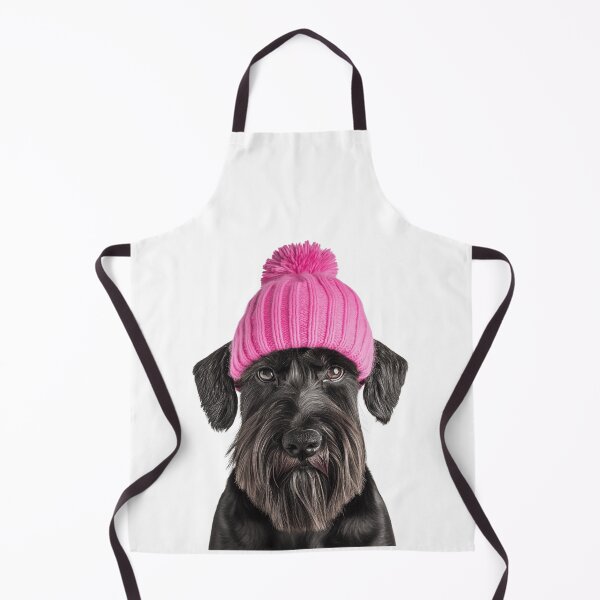 Item preview, Cozy Giant Schnauzer dog Wearing Pink Winter Hat Trendy Animal Fashion Artwork designed and sold by LazyOwlStore.