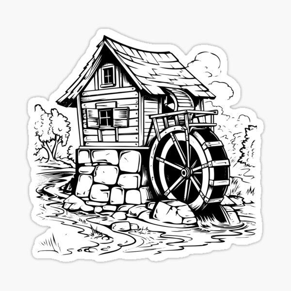 Item preview, Watermill Old Wheel Hydropower River Bank Stream Turbine designed and sold by inkoutninja.
