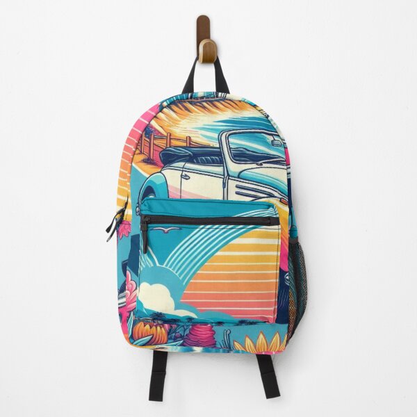 Item preview, Vintage Convertible Car – Colorful Coastal Road Vector Art designed and sold by ashokreddy343.