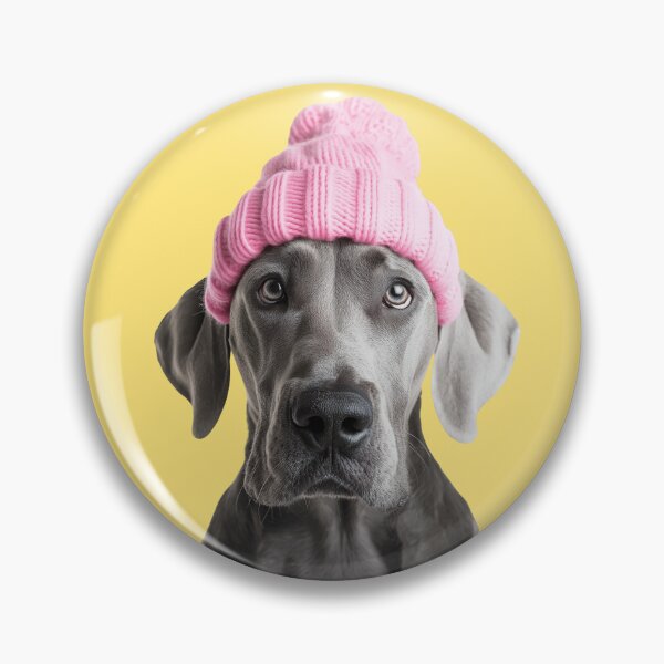 Artikelvorschau, Gemütlicher Doggenhund mit rosa Wintermütze, trendiges Tiermode-Kunstwerk entworfen und verkauft von LazyOwlStore.