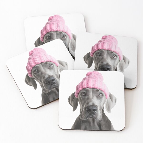 Item preview, Cozy Great Dane dog Wearing Pink Winter Hat Trendy Animal Fashion Artwork designed and sold by LazyOwlStore.