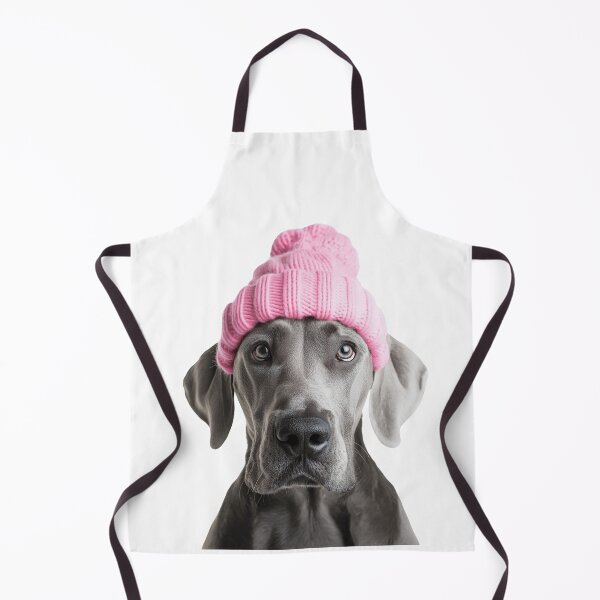 Artikelvorschau, Gemütlicher Doggenhund mit rosa Wintermütze, trendiges Tiermode-Kunstwerk entworfen und verkauft von LazyOwlStore.