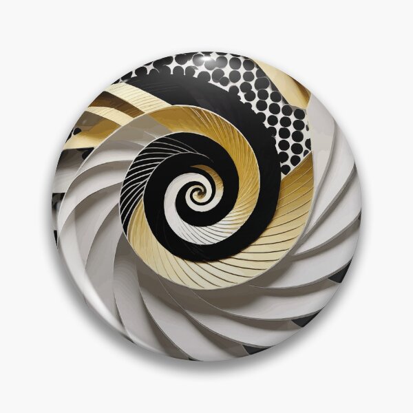 Item preview, Abstract Spiral  Black White Gold Fibonacci Art 90 designed and sold by Vicky Brago-Mitchell®.