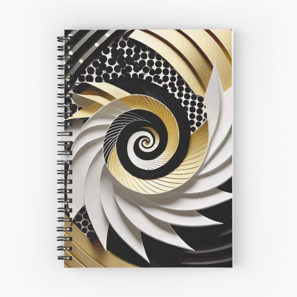 Item preview, Abstract Spiral  Black White Gold Fibonacci Art 90 designed and sold by Vicky Brago-Mitchell®.