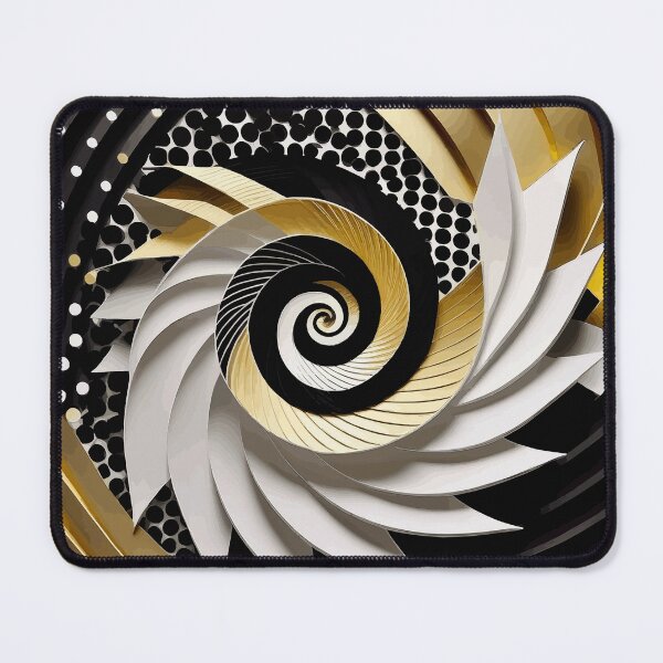 Item preview, Abstract Spiral Black White Gold Fibonacci Art 90 designed and sold by Vicky Brago-Mitchell®.