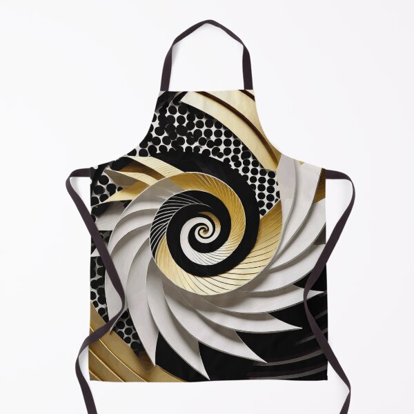 Item preview, Abstract Spiral  Black White Gold Fibonacci Art 90 designed and sold by Vicky Brago-Mitchell®.