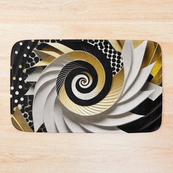 Item preview, Abstract Spiral  Black White Gold Fibonacci Art 90 designed and sold by Vicky Brago-Mitchell®.