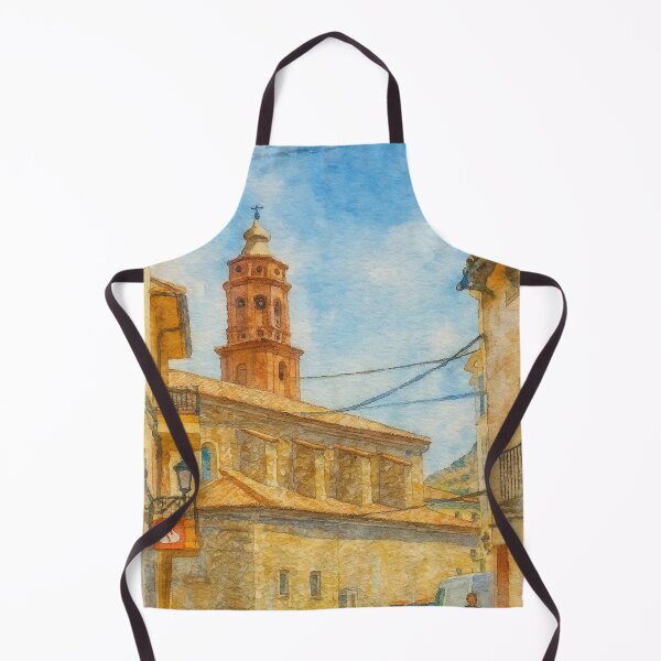 Item preview, Watercolor of the Church of the Nativity of Our Lady of Utrillas - Rural Charm of Teruel designed and sold by Miradas del Mundo.