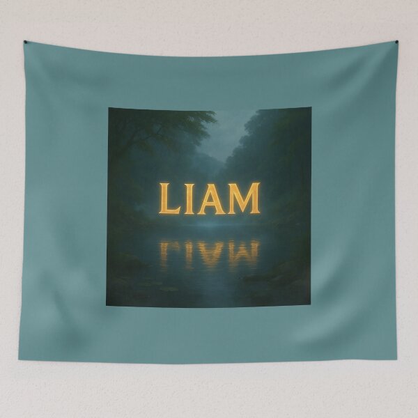 Item preview, LIAM Over Mystic Lake – Tranquil Enchanted Name Reflection Art designed and sold by VoidBloom Studio.