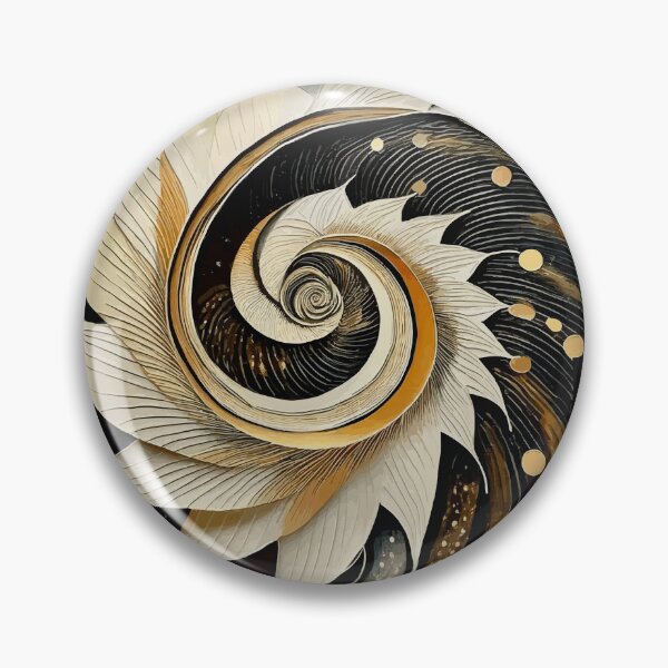 Item preview, Abstract Spiral  Black White Gold Fibonacci Art 89 designed and sold by Vicky Brago-Mitchell®.