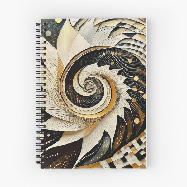 Item preview, Abstract Spiral  Black White Gold Fibonacci Art 89 designed and sold by Vicky Brago-Mitchell®.