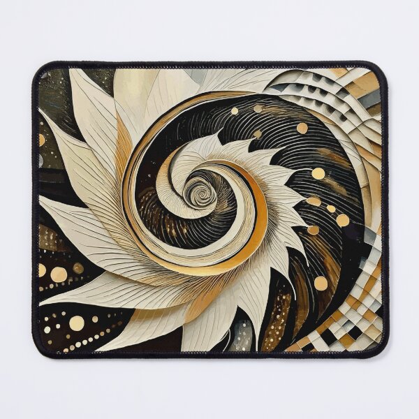 Item preview, Abstract Spiral Black White Gold Fibonacci Art 89 designed and sold by Vicky Brago-Mitchell®.