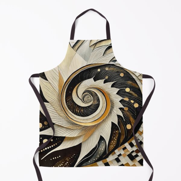 Item preview, Abstract Spiral  Black White Gold 89 designed and sold by Vicky Brago-Mitchell®.