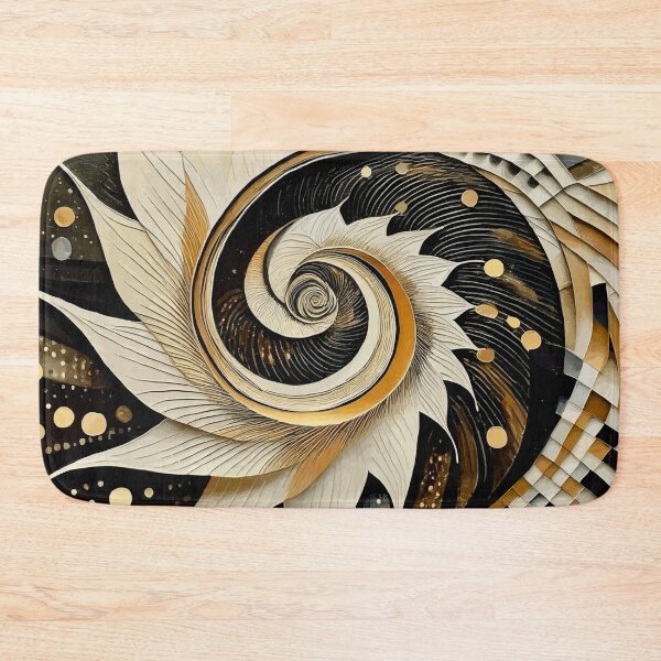 Item preview, Abstract Spiral  Black White Gold Fibonacci Art 89 designed and sold by Vicky Brago-Mitchell®.