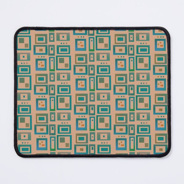 Item preview, Abstract squares neutral tawny green blue whimsy pattern designed and sold by lausn.