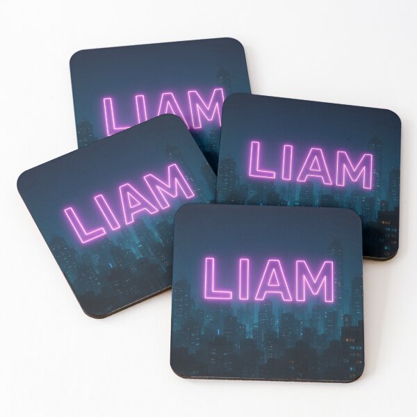 Item preview, LIAM Neon Skyline – Futuristic City Night Lights Name Art designed and sold by VoidBloom Studio.