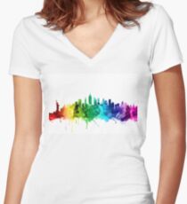 New York City Skyline Women's Fitted V-Neck T-Shirt