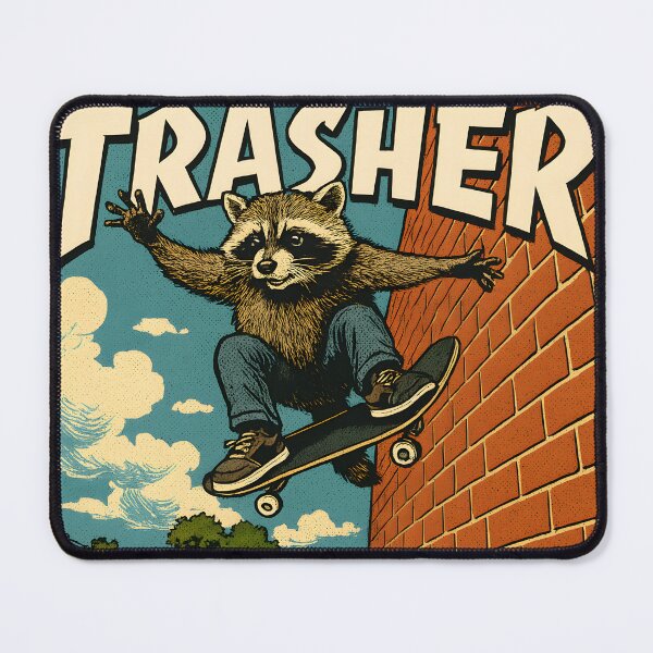 Item preview, Trasher Comic Issue 3, Trash Panda Skater, the Skateboarding Raccoon; Wallriding Trash Bandit designed and sold by ShaktiAndShiva.