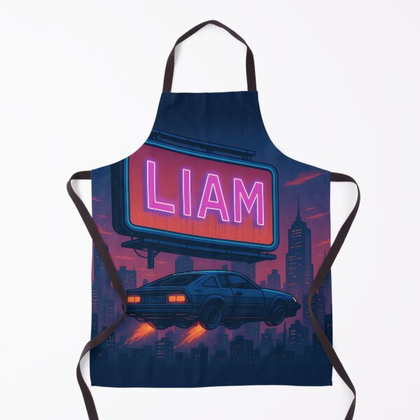 Item preview, LIAM Flying Car Billboard – Retro-Futuristic Neon City Name Art designed and sold by VoidBloom Studio.