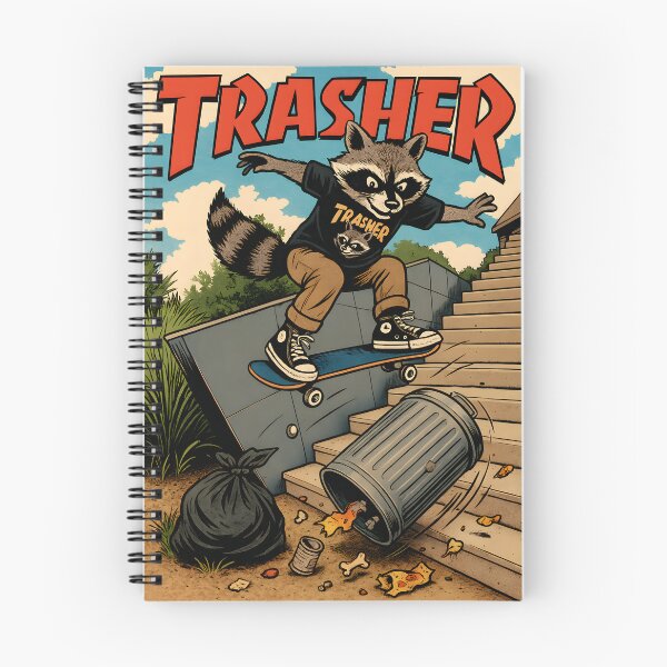 Item preview, Trasher Comic Issue 1, Trash Panda Skater, the Skateboarding Raccoon; Messy Mayhem: Handrail Slider designed and sold by ShaktiAndShiva.