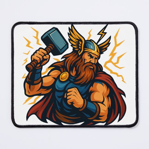 Item preview, Thor with hammer & lightning – Norse mythology illustration in comic style – Warrior god design designed and sold by Jawoahl.