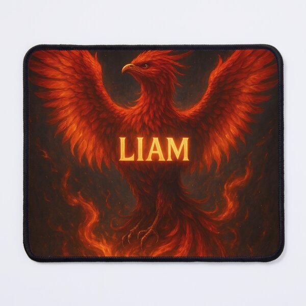 Item preview, LIAM Phoenix Tattoo – Rebirth Firebird Name Art Design designed and sold by VoidBloom Studio.