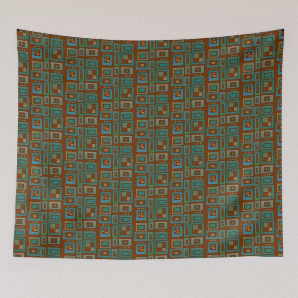 Item preview, Abstract squares brown green blue pattern designed and sold by lausn.