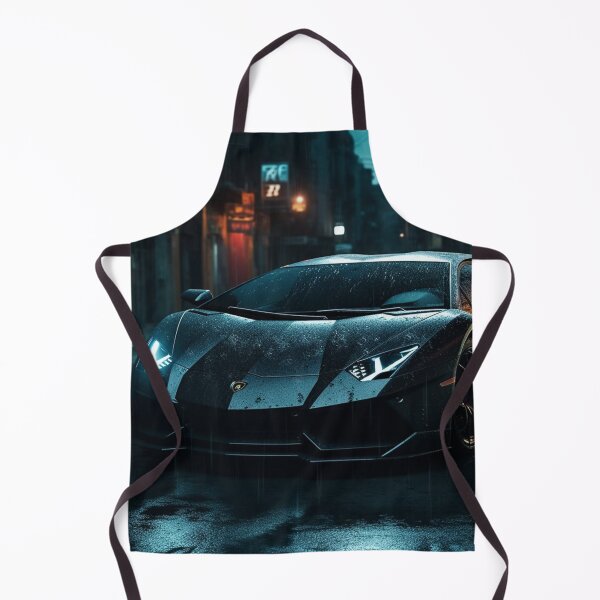Item preview, sleek black sports car is parked on a rain-soaked street at night designed and sold by ickramvfrt.