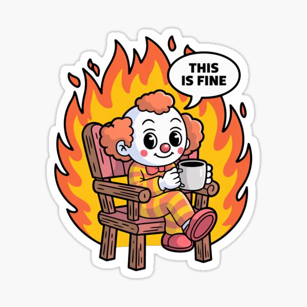 Item preview, Funny Clown Meme – This Is Fine Fire designed and sold by MonkiFlipp.