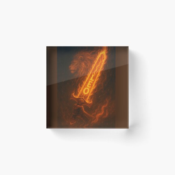 Item preview, LEO Flaming Sword of the Lion – Fiery Blade Zodiac Power Art designed and sold by VoidBloom Studio.