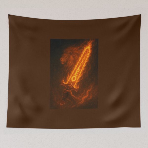 Item preview, LEO Flaming Sword of the Lion – Fiery Blade Zodiac Power Art designed and sold by VoidBloom Studio.