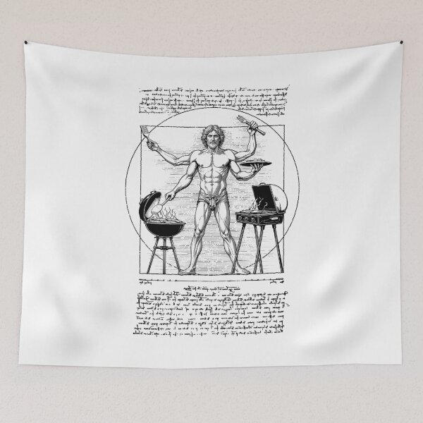 Item preview, BBQ Vitruvian Man Barbecue Grill Cook Leonardo Da Vinci Chef designed and sold by GrandeDuc.
