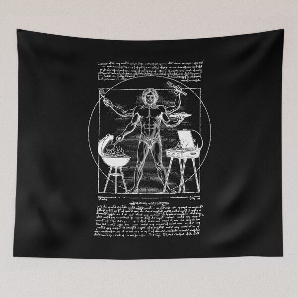 Item preview, BBQ Vitruvian Man Barbecue Grill Cook Leonardo Da Vinci Chef designed and sold by GrandeDuc.