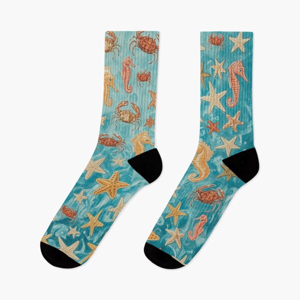Item preview, Underwater Adventure – Cute Seahorses, Crabs & Starfish Pattern designed and sold by Alpaca Ridge.