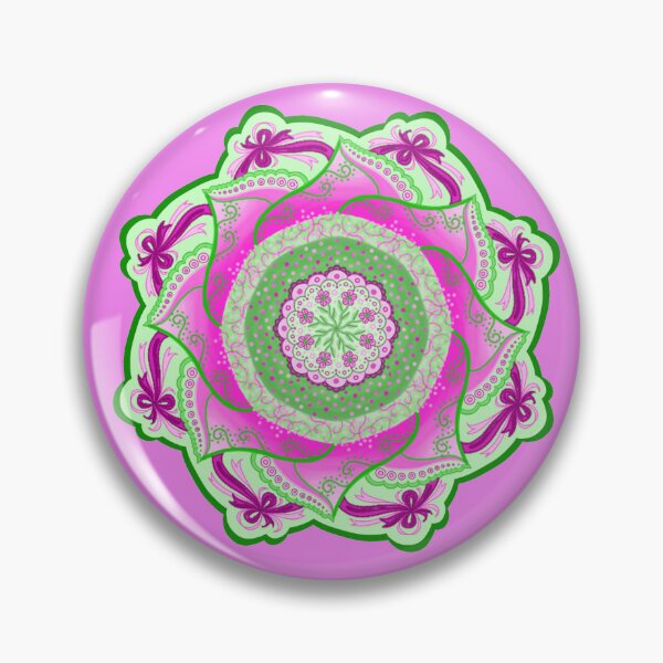 Item preview, Pink and Green Garden Floral Mandala designed and sold by n0ahp1st0l.