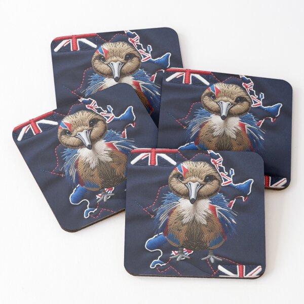 Item preview, Patriotic Kiwi Bird New Zealand Embroidery Patch  Red White & Blue with NZ Motif designed and sold by ArtDesignTp.