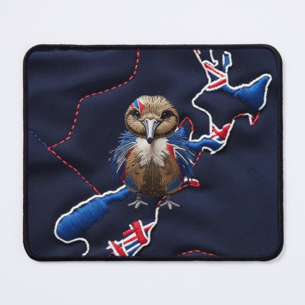 Item preview, Patriotic Kiwi Bird New Zealand Embroidery Patch Red White & Blue with NZ Motif designed and sold by ArtDesignTp.