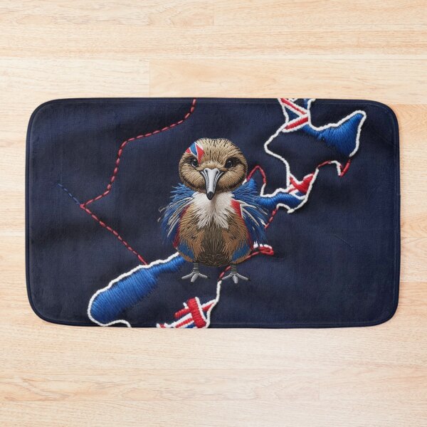 Item preview, Patriotic Kiwi Bird New Zealand Embroidery Patch  Red White & Blue with NZ Motif designed and sold by ArtDesignTp.