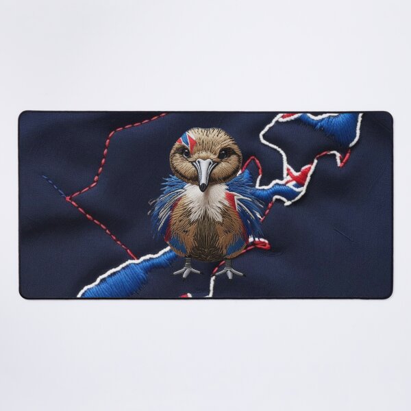 Item preview, Patriotic Kiwi Bird New Zealand Embroidery Patch Red White & Blue with NZ Motif designed and sold by ArtDesignTp.