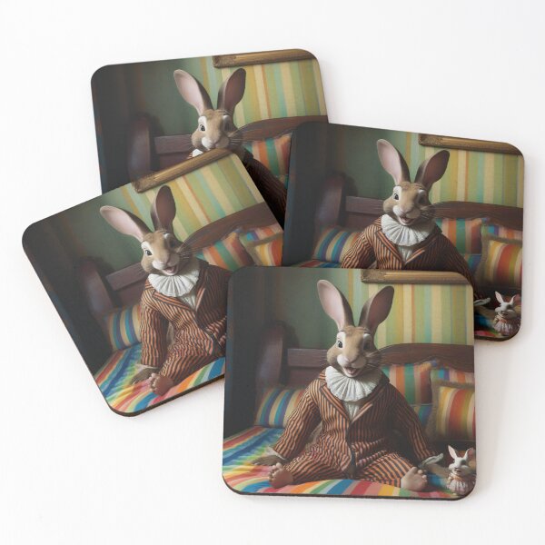 Item preview, Funny bunny in pijamas old portrait designed and sold by MovieSetStories.