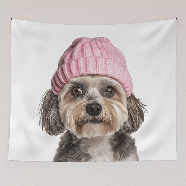 Item preview, Cozy Havanese dog Wearing Pink Winter Hat Trendy Animal Fashion Artwork designed and sold by LazyOwlStore.