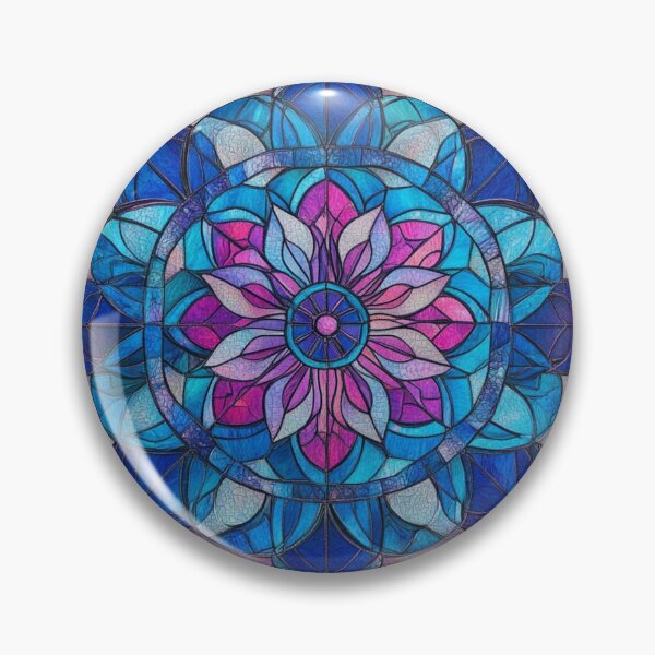 Item preview, Stained Glass Sapphire Magenta Inspired Mosaic Mandala Pattern designed and sold by GrinGalore.