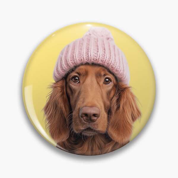 Item preview, Cozy Irish Setter dog Wearing Pink Winter Hat Trendy Animal Fashion Artwork designed and sold by LazyOwlStore.