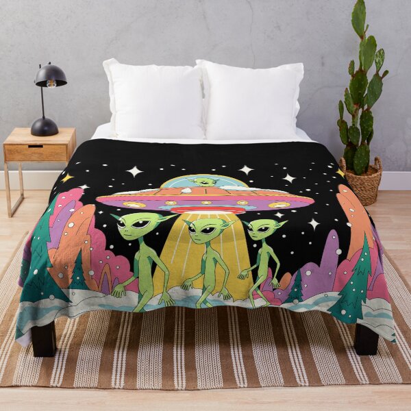 Item preview, Alien landing ) Retro UFO & space forest scene designed and sold by Webstudio 2Amigos.