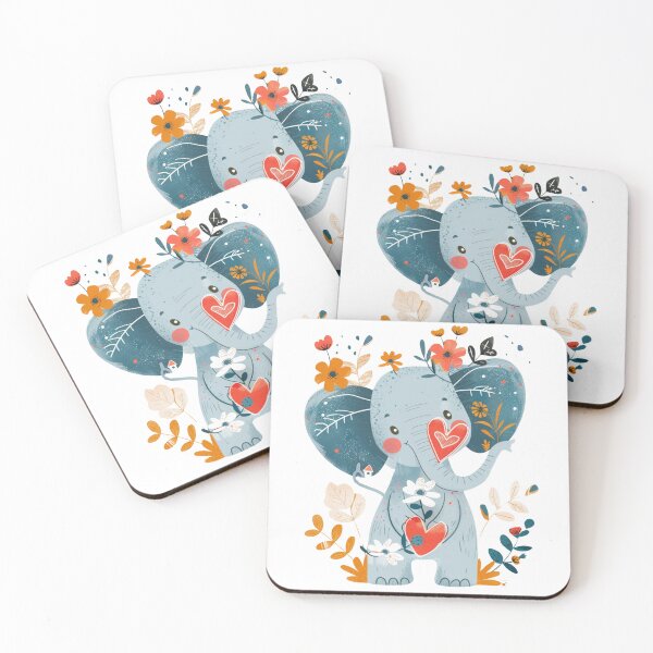 Item preview, Cute cartoon elephant illustration with a red heart, perfect for Valentine's Day or a child's birthday card designed and sold by KanDa-Shop.