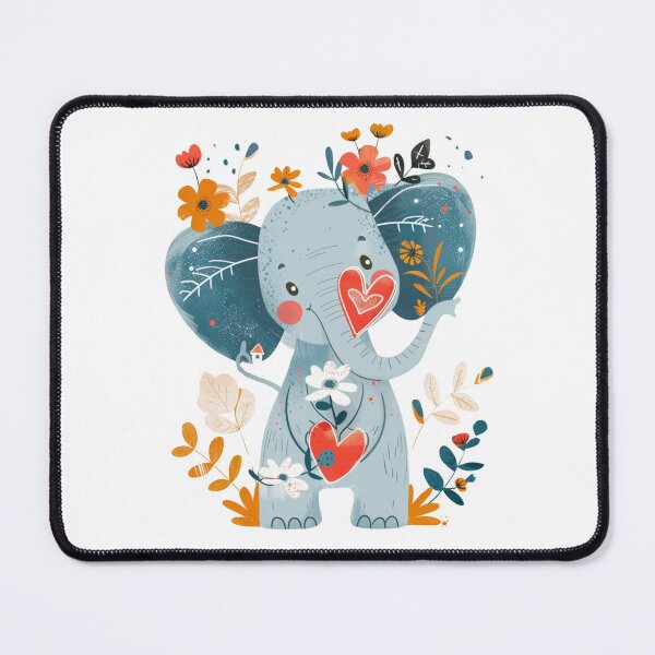 Item preview, Cute cartoon elephant illustration with a red heart, perfect for Valentine's Day or a child's birthday card designed and sold by KanDa-Shop.