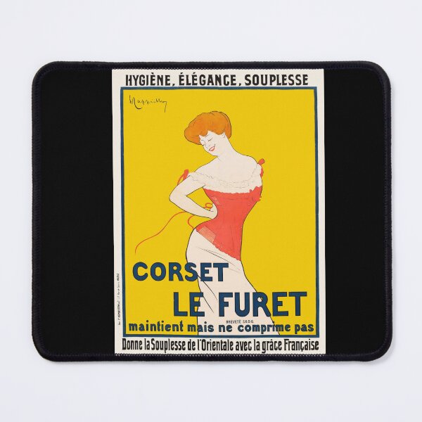 Item preview, Corset Le Furet 1901 Vintage Poster by Leonetto Cappiello | Elegant French Art Deco Corset Ad designed and sold by artofuniverse.