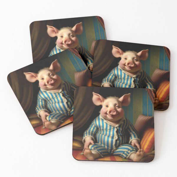 Item preview, Copy of Cute Funny Pig in pijamas old portrait designed and sold by MovieSetStories.