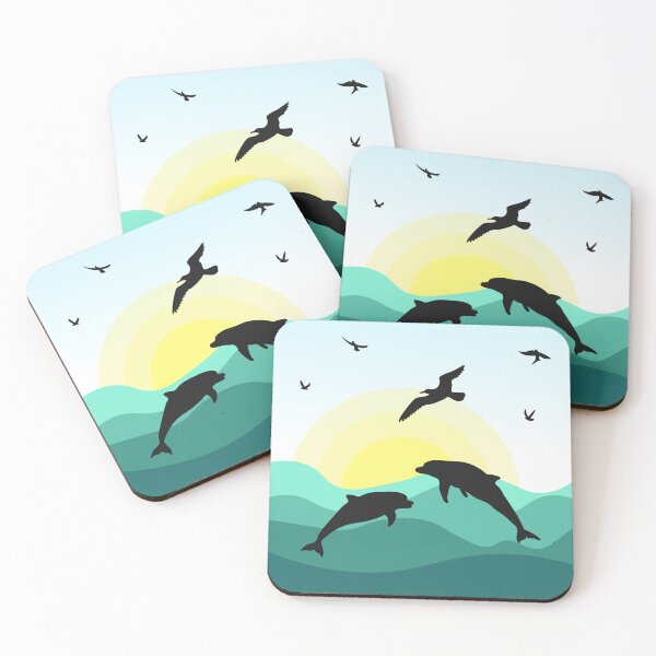 Item preview, Silhouette of a dolphin against the background of the sea designed and sold by Tanysha54.