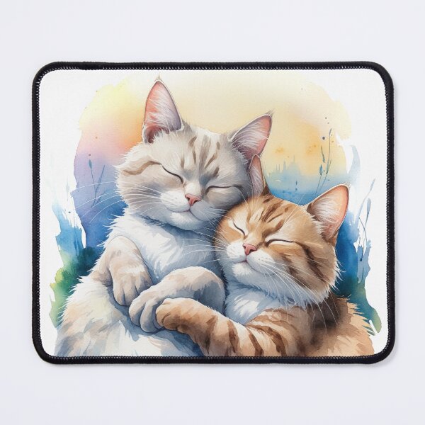 Item preview, Serene Watercolor Cats Cuddle designed and sold by RayyCreate.